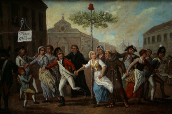 Tanz um den Freiheitsbaum, Gemälde eines unbekannten deutschen Künstlers, um 1792/1795.